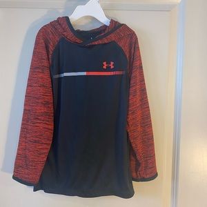 Under Armor Red & Black Hooded Space Dye top, size 6